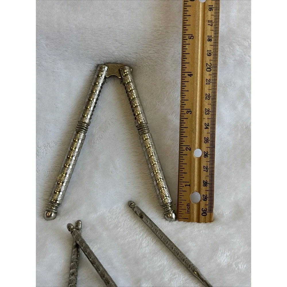 Vintage Silver Tone Nut Cracker Set‎ with Picks Ornate Engraved Design